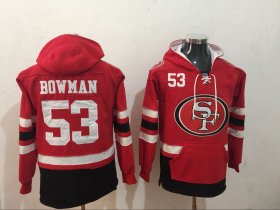 Wholesale Cheap Men\'s San Francisco 49ers #53 NaVorro Bowman NEW Red Pocket Stitched NFL Pullover Hoodie