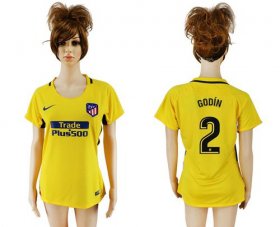 Wholesale Cheap Women\'s Atletico Madrid #2 Godin Away Soccer Club Jersey