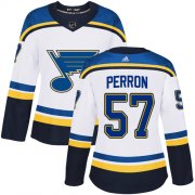 Wholesale Cheap Adidas Blues #57 David Perron White Road Authentic Women's Stitched NHL Jersey