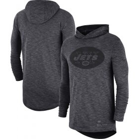 Wholesale Cheap Men\'s New York Jets Nike Heathered Charcoal Fan Gear Tonal Slub Hooded Long Sleeve T-Shirt