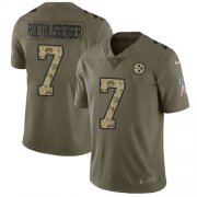 Wholesale Cheap Nike Steelers #7 Ben Roethlisberger Olive/Camo Men's Stitched NFL Limited 2017 Salute To Service Jersey