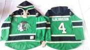 Wholesale Cheap Blackhawks #4 Niklas Hjalmarsson Green St. Patrick's Day McNary Lace Hoodie Stitched NHL Jersey