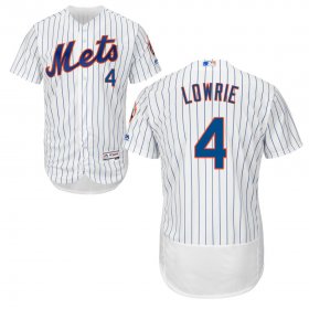 Wholesale Cheap New York Mets #4 Jed Lowrie Home Authentic Collection Flex Base White Stitched MLB Jersey