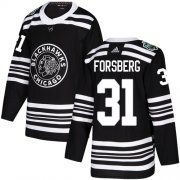 Wholesale Cheap Adidas Blackhawks #31 Anton Forsberg Black Authentic 2019 Winter Classic Stitched NHL Jersey