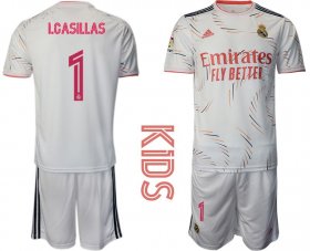 Wholesale Cheap Youth 2021-2022 Club Real Madrid home white 1 Adidas Soccer Jerseys