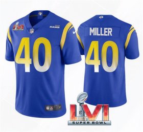 Wholesale Cheap Men\'s Los Angeles Rams #40 Von Miller 2022 Royal Super Bowl LVI Vapor Limited Stitched Jersey