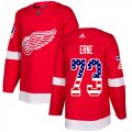 Wholesale Cheap Adidas Red Wings #73 Adam Erne Red Home Authentic USA Flag Stitched NHL Jersey