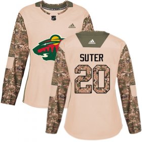 Wholesale Cheap Adidas Wild #20 Ryan Suter Camo Authentic 2017 Veterans Day Women\'s Stitched NHL Jersey