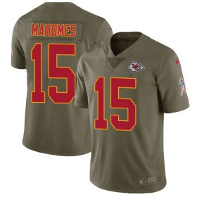Wholesale Cheap Nike Chiefs #15 Patrick Mahomes Olive Youth Stitched NFL Limited 2017 Salute to Service Jersey