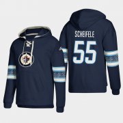 Wholesale Cheap Winnipeg Jets #55 Mark Scheifele Blue adidas Lace-Up Pullover Hoodie