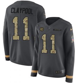 Wholesale Cheap Nike Steelers #11 Chase Claypool Anthracite Salute to Service Women\'s Stitched NFL Limited Therma Long Sleeve Jersey