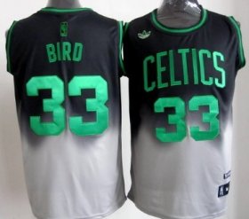 Wholesale Cheap Boston Celtics #33 Larry Bird Black/Gray Fadeaway Fashion Jersey
