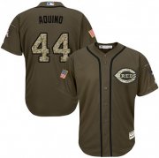Wholesale Cheap Reds #44 Aristides Aquino Green Salute to Service Stitched Youth MLB Jersey