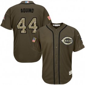 Wholesale Cheap Reds #44 Aristides Aquino Green Salute to Service Stitched Youth MLB Jersey
