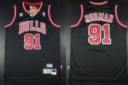 Wholesale Cheap Chicago Bulls #91 Dennis Rodman Black With Bulls Throwback Swingman Jersey