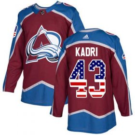 Wholesale Cheap Adidas Avalanche #43 Nazem Kadri Burgundy Home Authentic USA Flag Stitched NHL Jersey