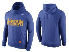 Wholesale Cheap Men\'s Seattle Mariners Nike Blue Cooperstown Collection Hybrid Pullover Hoodie