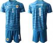 Wholesale Cheap Men 2021 National Argentina blue goalkeeper 1 blue soccer jerseys