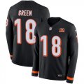 Wholesale Cheap Nike Bengals #18 A.J. Green Black Team Color Men's Stitched NFL Limited Therma Long Sleeve Jersey