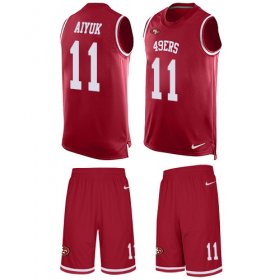 Wholesale Cheap Nike 49ers #11 Brandon Aiyuk Red Team Color Men\'s Stitched NFL Limited Tank Top Suit Jersey