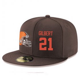 Wholesale Cheap Cleveland Browns #21 Justin Gilbert Snapback Cap NFL Player Brown with Orange Number Stitched Hat