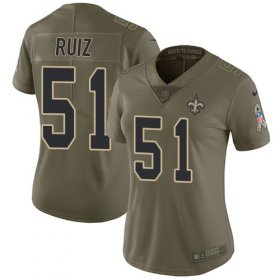 Wholesale Cheap Nike Saints #51 Cesar Ruiz Olive Women\'s Stitched NFL Limited 2017 Salute To Service Jersey
