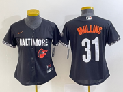 Wholesale Cheap Women's Baltimore Orioles #31 Cedric Mullins Black 2023 City Connect Cool Base Stitched Jersey 1
