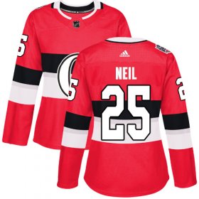 Wholesale Cheap Adidas Senators #25 Chris Neil Red Authentic 2017 100 Classic Women\'s Stitched NHL Jersey