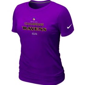Wholesale Cheap Women\'s Nike Baltimore Ravens 2012 AFC Conference Champions Trophy Collection Long T-Shirt Purple