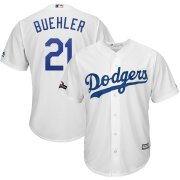 Wholesale Cheap Los Angeles Dodgers #21 Walker Buehler Majestic 2019 Postseason Home Official Cool Base Player Jersey White