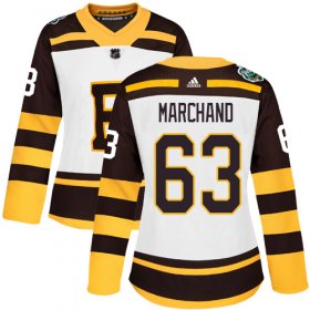 Wholesale Cheap Adidas Bruins #63 Brad Marchand White Authentic 2019 Winter Classic Women\'s Stitched NHL Jersey
