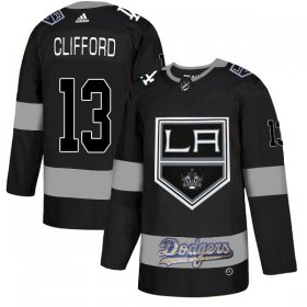 Wholesale Cheap Adidas Kings X Dodgers #13 Kyle Clifford Black Authentic City Joint Name Stitched NHL Jersey