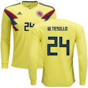Wholesale Cheap Colombia #24 W.Tesillo Home Long Sleeves Soccer Country Jersey