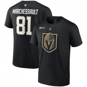 Wholesale Cheap Men\'s Vegas Golden Knights #81 Jonathan Marchessault Black 2023 Stanley Cup Champions Name & Number T-Shirt