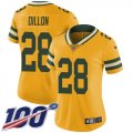 Wholesale Cheap Nike Packers #28 AJ Dillon Yellow Women's Stitched NFL Limited Rush 100th Season Jersey