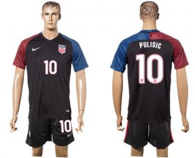 Wholesale Cheap USA #10 Pulisic Black Soccer Country Jersey