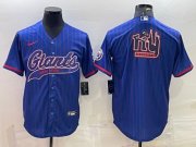 Wholesale Cheap Men's New York Giants Blue Team Big Logo With Patch Cool Base Stitched Baseball Jersey