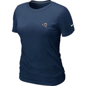 Wholesale Cheap Women\'s Nike Los Angeles Rams Chest Embroidered Logo T-Shirt Blue
