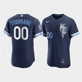 Wholesale Cheap Men\'s Kansas City Royals Customized 2022 Navy City Connect Stitched Baseball Jersey