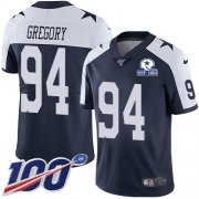 Wholesale Cheap Nike Cowboys #94 Randy Gregory Navy Blue Thanksgiving Men's Stitched With Established In 1960 Patch NFL 100th Season Vapor Untouchable Limited Throwback Jersey