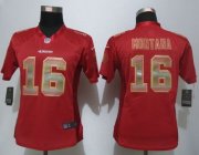 Wholesale Cheap Nike 49ers #16 Joe Montana Red Team Color Women's Stitched NFL Elite Strobe Jersey