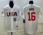 Cheap Men's USA Baseball #16 Will Smith Number 2023 White World Baseball Classic Stitched Jersey