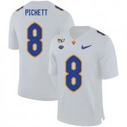 Wholesale Cheap Pittsburgh Panthers 8 Kenny Pickett White 150th Anniversary Patch Nike College Football Jersey