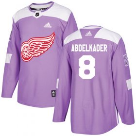 Wholesale Cheap Adidas Red Wings #8 Justin Abdelkader Purple Authentic Fights Cancer Stitched Youth NHL Jersey
