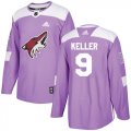 Wholesale Cheap Adidas Coyotes #9 Clayton Keller Purple Authentic Fights Cancer Stitched Youth NHL Jersey