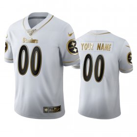 Wholesale Cheap Pittsburgh Steelers Custom Men\'s Nike White Golden Edition Vapor Limited NFL 100 Jersey