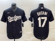 Cheap Men's Los Angeles Dodgers #17 Shohei Ohtani Black Cool Base Stitched Jersey
