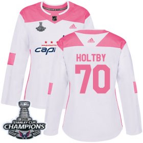 Wholesale Cheap Adidas Capitals #70 Braden Holtby White/Pink Authentic Fashion Stanley Cup Final Champions Women\'s Stitched NHL Jersey