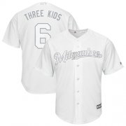 Wholesale Cheap Brewers #6 Lorenzo Cain White "Three Kids" Players Weekend Cool Base Stitched MLB Jersey