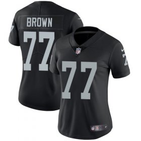 Wholesale Cheap Nike Raiders #77 Trent Brown Black Team Color Women\'s Stitched NFL Vapor Untouchable Limited Jersey